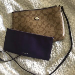 Coach Brown Purple Coated Canvas Cross Body Bag